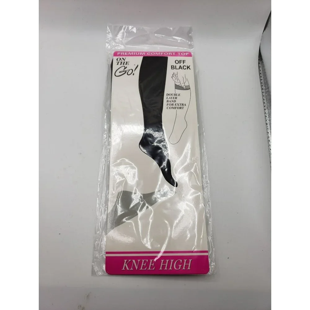 On The Go Premium Comfort Top Black Knee Highs One Size Fits‎ Most